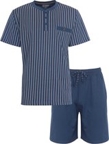 Paul Hopkins Heren Shortama - Pyjama Set - Gestreept - Blauw - Maat XL