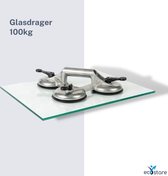 Professionele aluminium zuignap - Glasdrager - Glasplaatdrager - Tegelzuignap - drie zuignappen - 155 kg