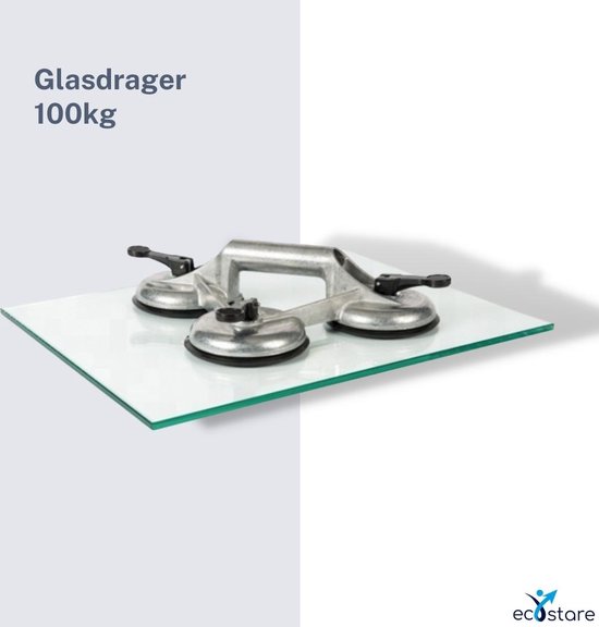 Foto: Professionele aluminium zuignap glasdrager glasplaatdrager tegelzuignap drie zuignappen 155 kg