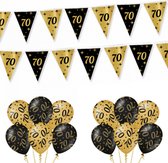 70 Jaar Versiering Classy Black-Gold Feestpakket - 70 Jaar Decoratie - Ballonnen En Slingers Zwart Goud