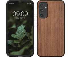 kwmobile telefoonhoesje geschikt voor Samsung Galaxy A34 5G - Hoesje met bumper in donkerbruin - Backcover - hout