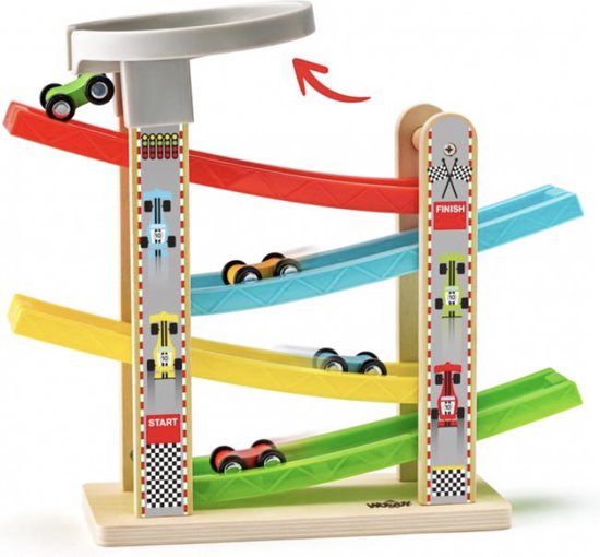 Woody Car Track - Jeu de course de voitures Woody - Circuit de course de voitures en bois - Jouets - Houten Speelgoed - Jouets de course - Circuit de voiture jouet - Jouets de voiture de course - Cadeau d'anniversaire Enfants