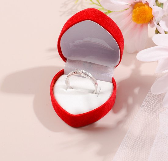 Hartvormig sieradendoos - Velvet Ringdoos Sieraden Gift Box - Valentijnsdag - Aanzoek - Liefde - Trouwring houder - Huwelijk - Ring Case - Rood