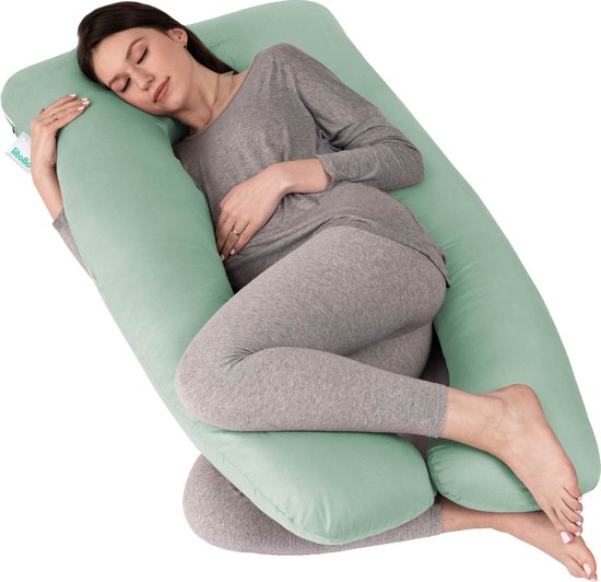 Litollo® Zwangerschapskussen XXL - Voedingskussen - Lichaamskussen - Body pillow - 280cm - Afneembare hoes - Olijfgroen