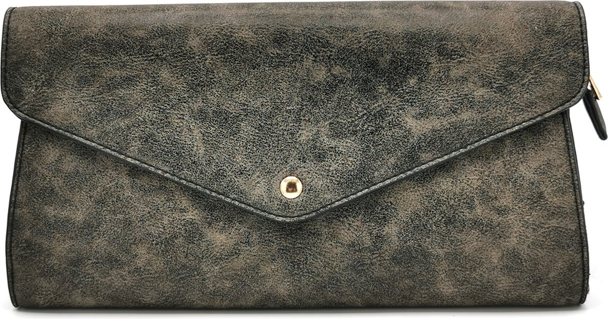 Clutch Dudlin antraciet - met afneembare schouderriem - (bxhxd) ca. 30cm x 16cm x 4cm