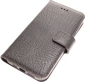 Made-NL Handgemakte vijf pasjes (Geschikt voor Apple iPhone 12 Pro Max) book case zwart zilver glad leer robuuste hoesje