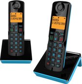 Dect S280 Duoset huistelefoon Zwart/Blauw geschikt voor senioren verlicht display en nummerblokkering