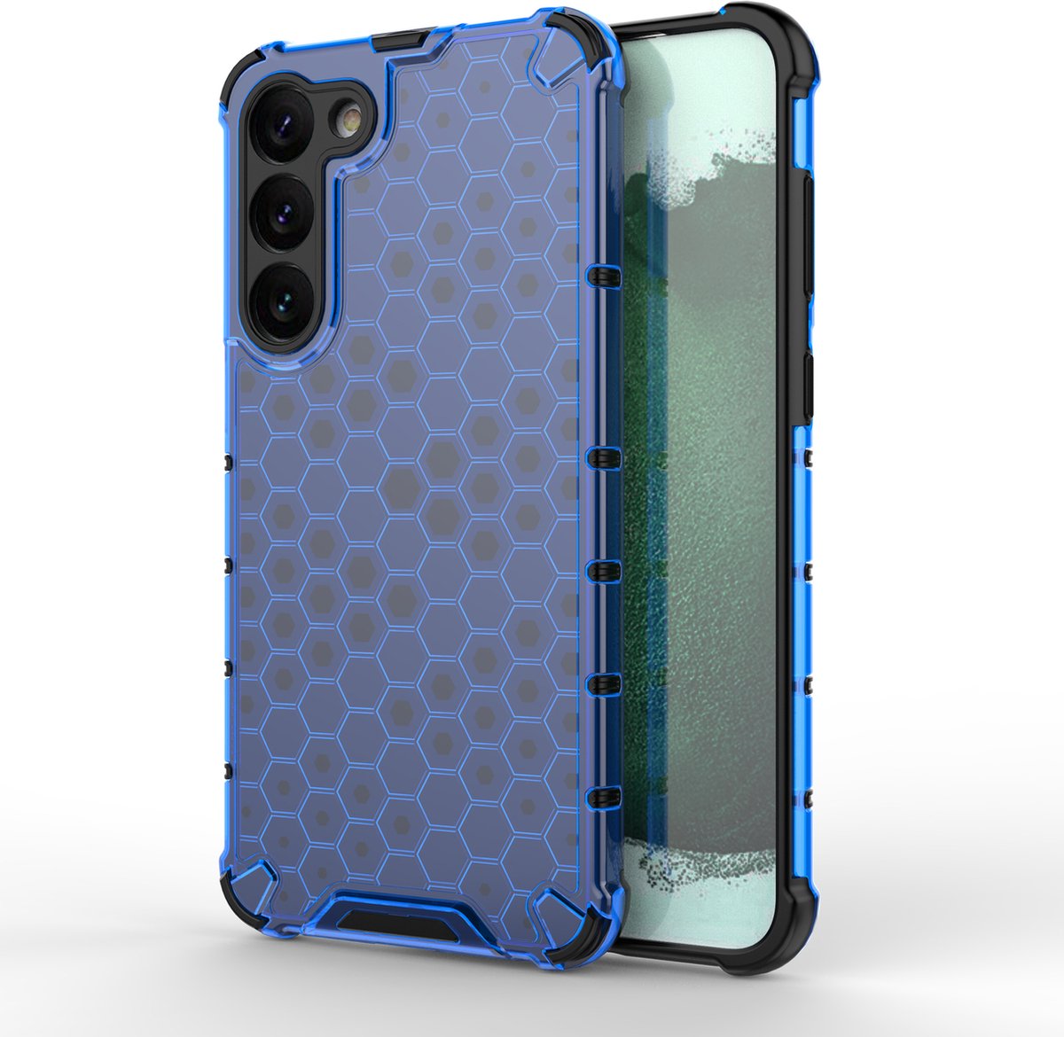 Honeycomb gepantserde hybride case geschikt voor Samsung Galaxy S23 PLUS - blauw