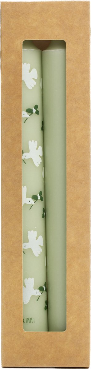 Rustik Lys Stearine dinerkaarsen 'Dove' (Dusty Green, set van 2, 7 branduren) Groen
