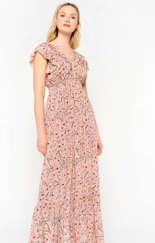 Lola Liza Maxi-jurk met bloemenprint - Coral - Maat S | bol.com