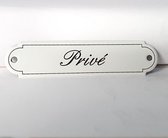 Emaille deurbordje naamplaatje Prive - 11 x 2,7 cm Klassiek NP-KS-S2 Schuinschrift