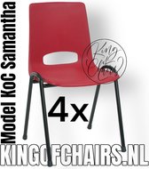 King of Chairs -Set van 4- Model KoC Samantha rood met zwart onderstel. Stapelstoel kuipstoel vergaderstoel tuinstoel kantine stoel stapel stoel kantinestoelen stapelstoelen kuipstoelen arenastoel De Valk 3320 bistrostoel schoolstoel bezoekersstoel