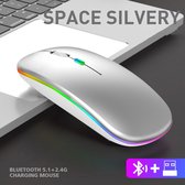 Structorio - Dual Mode USB oplaadbare RGB muis met backlight - Space Silvery - Draadloze muis - Zwart - LED Light - Optische muis - Ergonomisch - Bluetooth