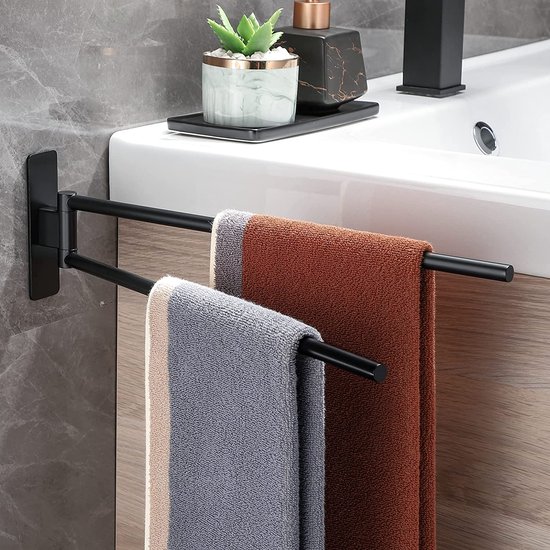 Metallbude DELAYA Handdoekenrek Patere handdoekhouder badkamer van hoogwaardig gepoedercoat metaal - minimalistisch design - vrijstaand en ruimtebesparend - zwart