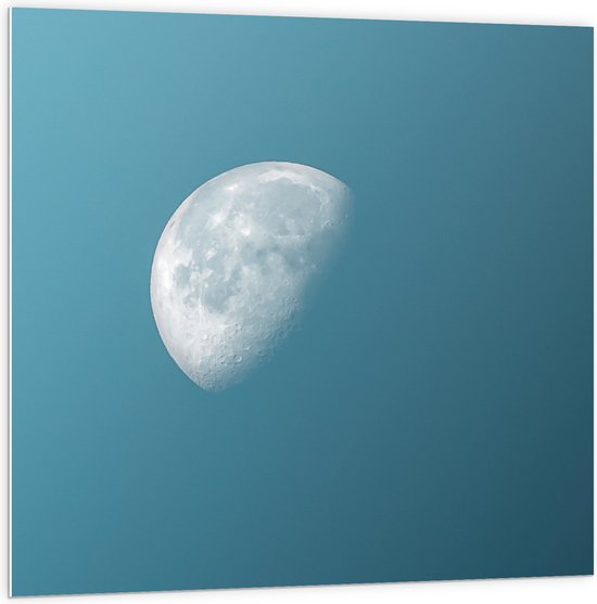 PVC Schuimplaat- Maan in Daglicht in de Lucht - 100x100 cm Foto op PVC Schuimplaat