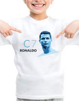 Ronaldo - T-Shirts - Kinder Tshirt - Wit - Maat 122 /128 - Tshirt leeftijd 7 tot 8 jaar - Grappige teksten - Portugal - Quotes - verjaardag - Cristiano Ronaldo