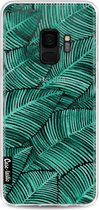 Casetastic Samsung Galaxy S9 Hoesje - Softcover Hoesje met Design - Tropical Leaves Turquoise Print