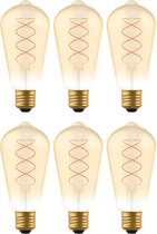 LED E27 decoratieve Filament lamp - ⌀ 64 mm – Dimbaar – 6-pack ST64 led lampen