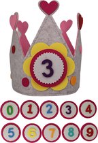 verjaardagskroon-koninklijke kroonvorm met een schattig roze hartjespatroon-klittenbandsluiting-Geschikt voor Jongens en Meisjes