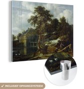 MuchoWow® Glasschilderij 120x90 cm - Schilderij acrylglas - Landschap met watermolen - Schilderij van Jacob van Ruisdael - Foto op glas - Schilderijen