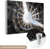 MuchoWow® Glasschilderij 30x20 cm - Schilderij acrylglas - Architectuur - Barcelona - Lucht - Foto op glas - Schilderijen