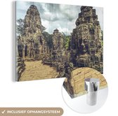MuchoWow® Glasschilderij 180x120 cm - Schilderij acrylglas - De Bayon tempel bij Angkor Thom in Cambodja - Foto op glas - Schilderijen
