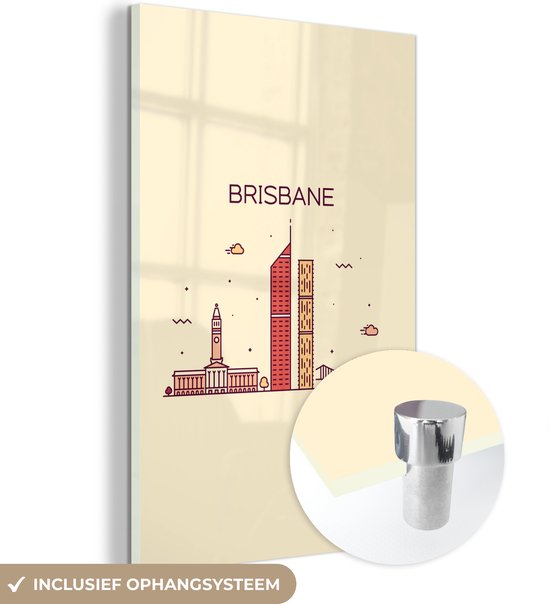 MuchoWow® Peinture sur verre 60x90 cm - Peinture sur verre acrylique - Brisbane - Australie - Skyline - Photo sur verre - Peintures