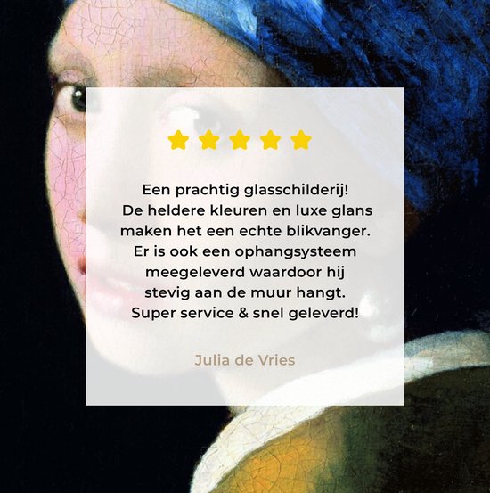 Peinture sur Verre - Fille à la Perle - Johannes Vermeer - 90x90 cm - Peintures sur Verre Peintures - Photo sur Glas