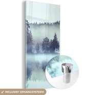 MuchoWow® Glasschilderij 40x80 cm - Schilderij glas - Bos - Mist - Winter - Foto op acrylglas - Schilderijen