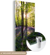 MuchoWow® Glasschilderij 20x40 cm - Schilderij acrylglas - Bos - Bloemen - Lavendel - Foto op glas - Schilderijen