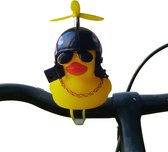 Badeendjes fietsbel decoratie - zwarte fietshelm - incl. fietslampjes / speelgoed / kinderfiets / kind / kinderen / accessoires fiets / auto / jongen / meisje