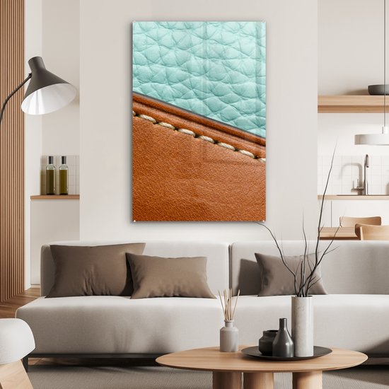 MuchoWow® Peinture sur verre 60x90 cm - Peinture sur verre acrylique - Fond en cuir coloré - Photo sur verre - Peintures