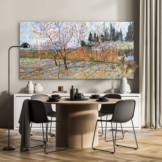 MuchoWow® Peinture sur Verre - Pêcher en Fleurs - Vincent van Gogh - 160x80 cm - Peintures sur Verre Acrylique - Photo sur Glas