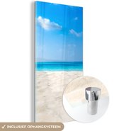 MuchoWow® Glasschilderij 40x80 cm - Schilderij acrylglas - Strand - Zee - Zand - Foto op glas - Schilderijen