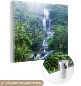 MuchoWow® Glasschilderij 50x50 cm - Schilderij acrylglas - Watervallen in Indonesië - Foto op glas - Schilderijen