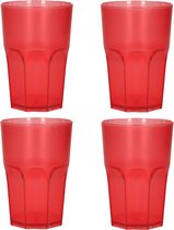 Limonade/drinkbeker onbreekbaar kunststof - 4x - rood - 430 ml - 12 x 9 cm - camping bekers