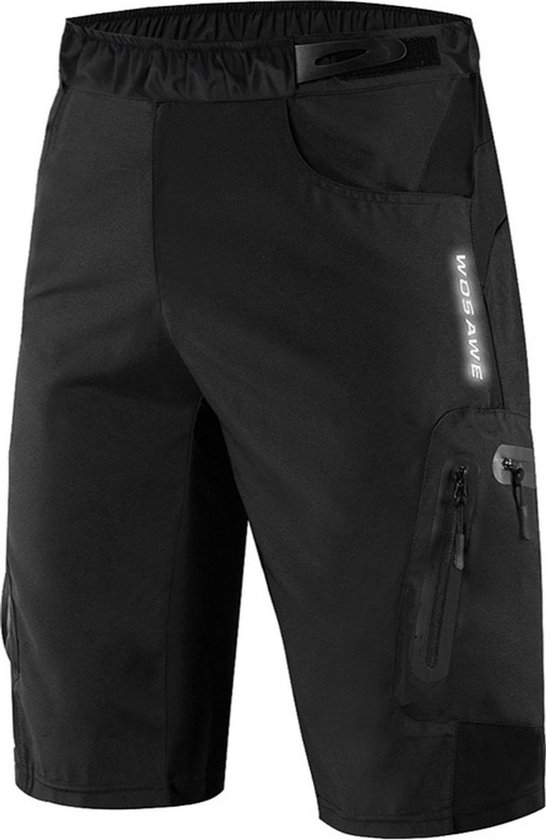 RAMBUX® - Short de cyclisme pour homme avec chamois - Pantalon de VTT - Zwart - Vêtements de cyclisme - Pantalon de sport - Taille L