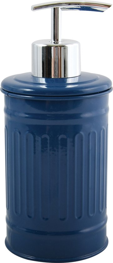 Foto: Msv zeeppompje dispenser industrial metaal marine blauw zilver 7 5 x 17 cm 250 ml