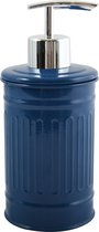 MSV Zeeppompje/dispenser - Industrial - metaal - marine blauw/zilver - 7.5 x 17 cm - 250 ml