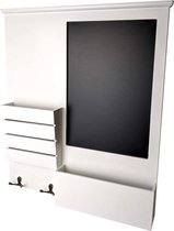 Wandorganizer 46,5 x 6 x 52,5 cm met bord, planken en metalen haken, wit - wandplank voor kantoor en huishouden
