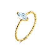 Silventi 9NBSAM-G230088 Gouden Ring met Zirkonia Steentje - Dames - Ovaal - 8,5x4mm - Licht Blauw - Maat 54 - 14 Karaat - Goud