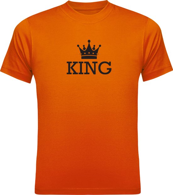 Oranje shirt Koningsdag: KING | Koningsdag kleding | Unisex | Oranje shirt dames | Oranje shirt heren | Maat S