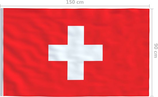 Vlag , 90x150 cm , kleurrijk , duurzaam , polyester , meerkleurig , messing oogjes, zwitserland