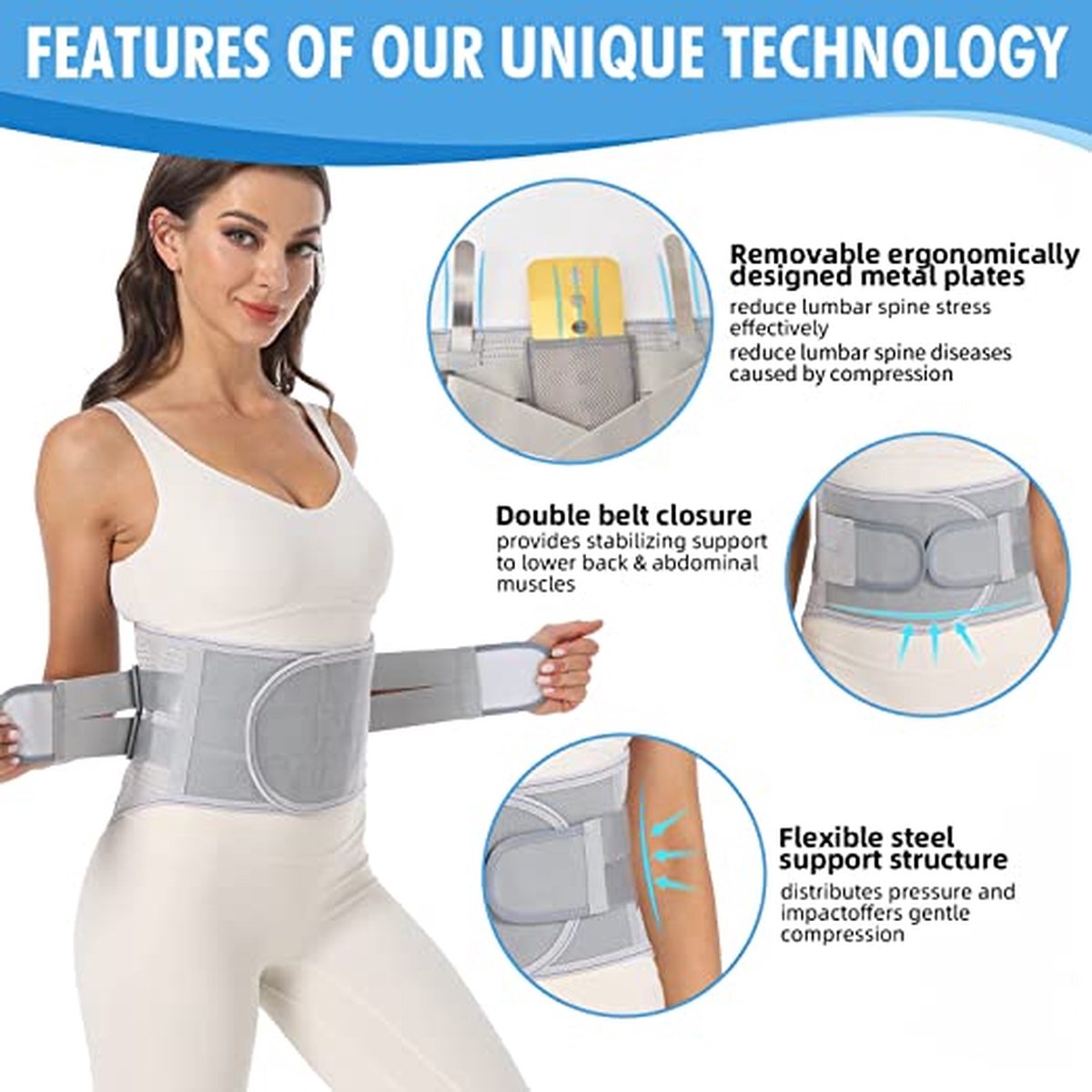Orthopedische Rugbrace Large | Bionic Waist Support belt, Rug pijn verlichting | Houding Corrector - Rug Corrector - Postuur Corrector - Voorkomt en Verlicht Rugpijn - Verstelbare Rugband - Mannen - Vrouwen - Rugklachten