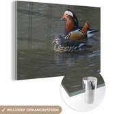 MuchoWow® Peinture sur Verre - Canard Mandarin - Canard - Water - 90x60 cm - Peintures sur Verre Acrylique - Photo sur Glas