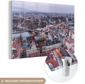 MuchoWow® Glasschilderij 90x60 cm - Schilderij acrylglas - Prachtige rode daken in de Poolse stad Wrocław - Foto op glas - Schilderijen