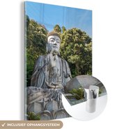 MuchoWow - Glasschilderij - Foto op glas - Acrylglas - Boeddha beeld - Natuur - Boom - Schilderij glas - Glasschilderij binnen - 90x120 cm - Muurdecoratie - Wanddecoratie woonkamer