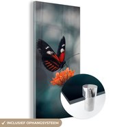 MuchoWow® Glasschilderij 20x40 cm - Schilderij acrylglas - Vlinder - Bloemen - Insect - Foto op glas - Schilderijen