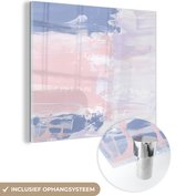 MuchoWow® Glasschilderij 50x50 cm - Schilderij acrylglas - Pastel - Design - Verf - Foto op glas - Schilderijen