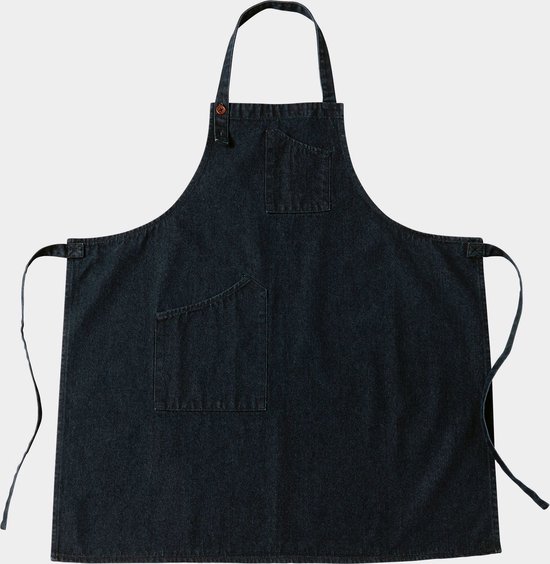 Katoenen denim schort, uniseks, verstelbaar slabbetje met zakken voor